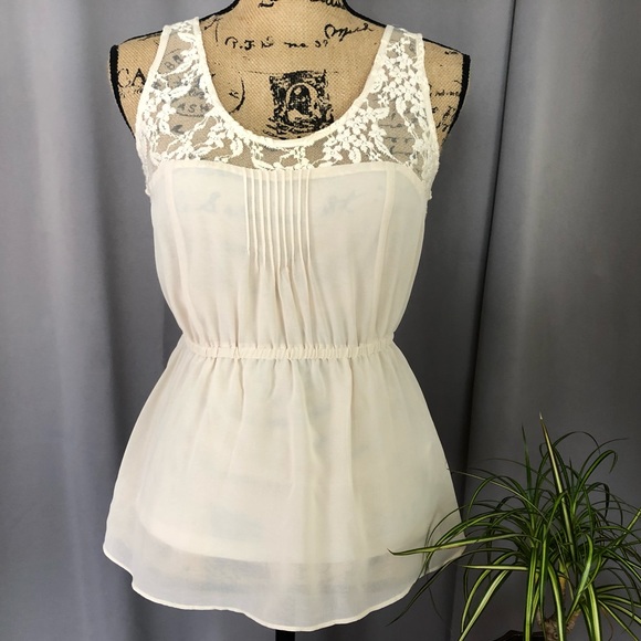 Forever 21 Tops - F21 Peplum top with lace accent